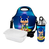Kit Escolar Infantil Lancheira Térmica + Pote Marmita + Squeeze de Alumínio ISOPRENE Menino Sônico Kit Escolar Infantil Lancheira Térmica + Pote Marmita + Squeeze de Alumínio ISOPRENE Menino Sônico
