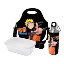 Kit Escolar Infantil Lancheira Térmica + Pote Marmita + Squeeze de Alumínio ISOPRENE Naruto-Shippudden