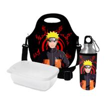 Kit Escolar Infantil Lancheira Térmica + Pote Marmita + Squeeze de Alumínio ISOPRENE Naruto-Uzumaki