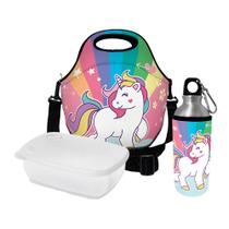 Kit Escolar Infantil Lancheira Térmica + Pote Marmita + Squeeze de Alumínio ISOPRENE Unicórnio Encantado Kit Escolar Infantil Lancheira Térmica + Pote Marmita + Squeeze de Alumínio ISOPRENE Unicórnio Encantado