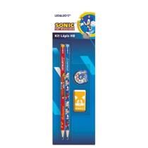 Kit Escolar Infantil Lápis Borracha Apontador Sonic