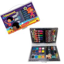 KIT Escolar Infantil Maleta Estojo De Pintura - Canetinhas 42 Pçs - Magic