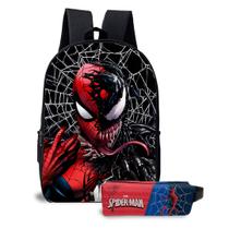 Kit Escolar Infantil Mochila com Estojo Estampado Desenho Herói Aranha que Escala Paredes Kit Escolar Infantil Mochila com Estojo Estampado Desenho Herói Aranha que Escala Paredes