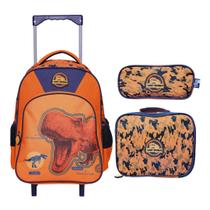 Kit Escolar Infantil Mochila de Rodinha Lancheira e Estojo Lost World Yins YS42188