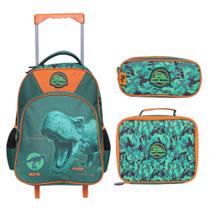 Kit Escolar Infantil Mochila de Rodinha Lancheira e Estojo Lost World Yins YS42188