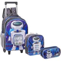 Kit Escolar Infantil Mochila de Rodinha Lancheira e Estojo Space Wars Yepp