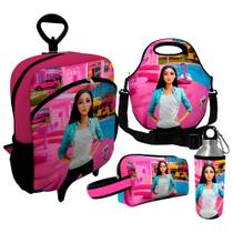 Kit Escolar Infantil Mochila de Rodinha + Lancheira Térmica + Necessaire Plus + Squeeze de Alumínio ISOPRENE Menina Glamour Kit Escolar Infantil Mochila de Rodinha + Lancheira Térmica + Necessaire Plus + Squeeze de Alumínio ISOPRENE Menina Glamour