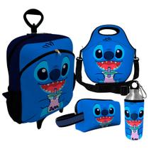 Kit Escolar Infantil Mochila de Rodinha + Lancheira Térmica + Necessaire Plus + Squeeze de Alumínio ISOPRENE Monstrinho