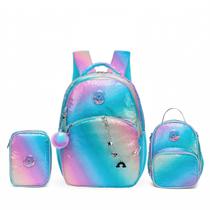 Kit Escolar Infantil Mochila Estojo Lancheira Feminina Espaçosa Resistente