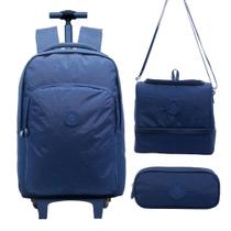 Kit Escolar Infantil Mochila Rodinha Lancheira E Estojo Nylon Yins 41052 - Volta às Aulas