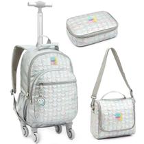 Kit Escolar Infantil Mochila Rodinhas Happy Lancheira Estojo