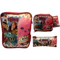 Kit Escolar Infantil Que Monstro Te Mordeu Dermiwil: Mochila G Costas + Lancheira Térmica + Estojo