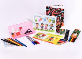 Kit escolar infantil rosa - 20 peças