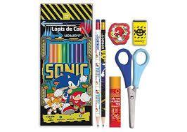Kit Escolar Infantil Sonic: Lápis, Borracha e Apontador para Aula Completa Kit Escolar Infantil Sonic: Lápis, Borracha e Apontador para Aula Completa