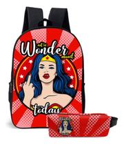 Kit Escolar Infantil Wonder Today Mood com Mochila Moderna e Estojo Incluso