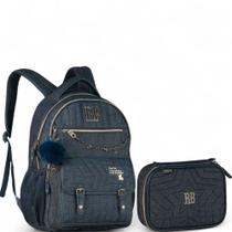 Kit Escolar Jeans Vintage Mochila Costa + Estojo Rebecca Bonbon - Clio Style