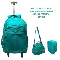 Kit Escolar Juvenil Adulto Mochila De Rodinha Lancheira Térmica E Estojo Box