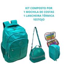 Kit Escolar Juvenil Adulto Mochila Reforçada Lancheira Térmica E Estojo Box