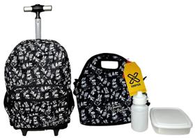 Kit Escolar Juvenil Personagem Minnie Mouse - Preto E Branco - Disney - Original : Mochila Executiva De Rodinhas + Lancheira Térmica Kit Escolar Juvenil Personagem Minnie Mouse - Preto E Branco - Disney - Original : Mochila Executiva De Rodinhas + Lancheira Térmica