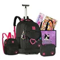 Kit Escolar Juvenil Rebecca Bonbon Mochila de Rodas com Lancheira Térmica e Estojo Box Original Oficial