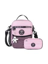 Kit Escolar Lancheira Bag + Estojo Minnie Mouse Juvenil Rosa