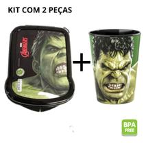 Kit Escolar Lancheira com 2 Peças Sanduicheira e Hulk Plasutil BPA Free