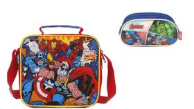 Kit Escolar Lancheira + Estojo Duplo Avengers Marvel