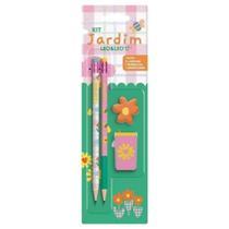 Kit Escolar Lapis Borracha Apontador Jardim Leo&Leo