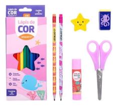 Kit Escolar Lápis De Cor 12 Cores - Fundo do Mar - Leo & Leo Kit Escolar Lápis De Cor 12 Cores - Fundo do Mar - Leo & Leo
