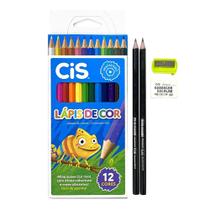 Kit Escolar Lápis de Cor+Borracha+Apontador+Lápis Preto -Cis