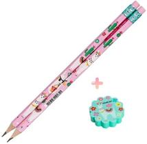 Kit escolar Lápis Preto HB e borracha Lhama Cacto Rosa Molin Kit escolar Lápis Preto HB e borracha Lhama Cacto Rosa Molin