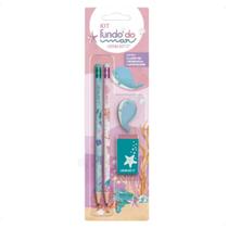 Kit Escolar Leo&Leo Fundo Do Mar Lapis Borracha Apontador Kit Escolar Leo&Leo Fundo Do Mar Lapis Borracha Apontador