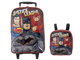 Kit Escolar Liga Da Justiça Mochila De Rodinha + Lancheira