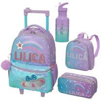 Kit Escolar Lilica Ripilica Coleção 2025 Original Pacific Mochila Mala Com Rodinhas + Lancheira + Estojo + Garrafinha