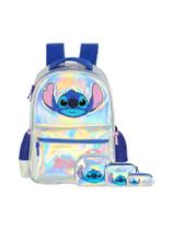 Kit Escolar Lilo Stitch 3D Mochila Costas+Lancheira+Estojos