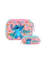 Kit Escolar Lilo Stitch Estojos Box E Triplo Rosa