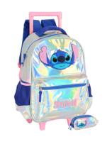 Kit Escolar Lilo Stitch Holográfico Mochila Rodas+Estojo Kit Escolar Lilo Stitch Holográfico Mochila Rodas+Estojo