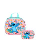 Kit Escolar Lilo Stitch Lancheira + Estojo Box Rosa