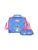 Kit Escolar Lilo Stitch Lancheira+Estojo Triplo 742 - Azul