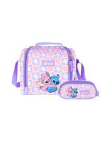 Kit Escolar Lilo Stitch Lancheira+Estojo Triplo 742 - Lilás