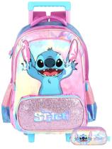 Kit Escolar Lilo Stitch Luxo Mochila Rodas + Estojo Triplo