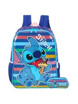 Kit Escolar Lilo Stitch Mochila De Costas + Estojo Duplo