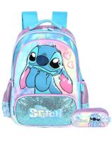 Kit Escolar Lilo Stitch Mochila De Costas + Estojo Triplo