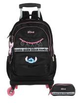 Kit Escolar Lilo Stitch Mochila de Rodas + Estojo Triplo -