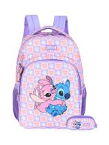 Kit Escolar Lilo Stitch Mochila + Estojo Triplo 740 Lilás