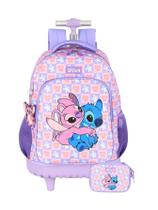 Kit Escolar Lilo Stitch Mochila Rodas+Estojo Box 741 - Lilás