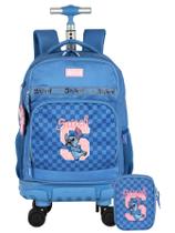 Kit Escolar Lilo Stitch Mochila Rodas + Estojo Box Original