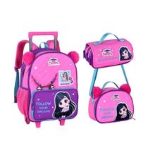 Kit Escolar Luluca Mochila de Rodinha Lancheira e Estojo LU27416K Com Painéis Organizadores Kit Escolar Luluca Mochila de Rodinha Lancheira e Estojo LU27416K Com Painéis Organizadores