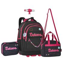 Kit Escolar Luluca Mochila de Rodinhas + Lancheira e Estojo
