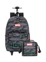 Kit Escolar Luxo Hulk Cinza Mochila Rodas + Lancheira